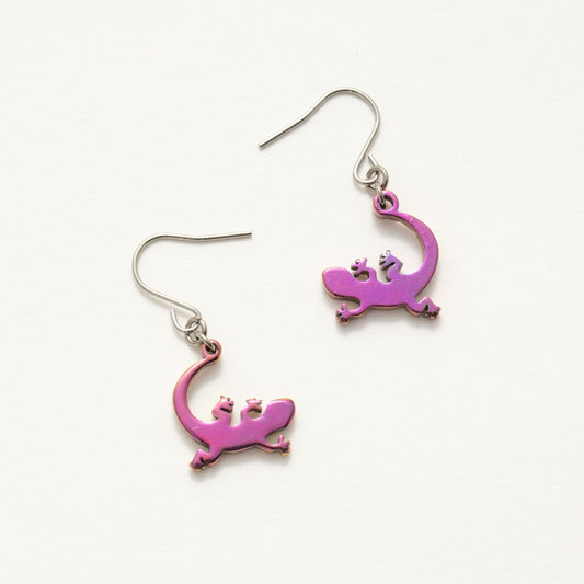 『人気№１』とかげ　金属アレルギー対応◎純チタン素材　ピンク系　ピアス　イヤリング