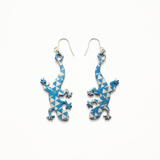 人気№１』とかげ　金属アレルギー対応◎純チタン素材　ブルー系　ピアス　イヤリング